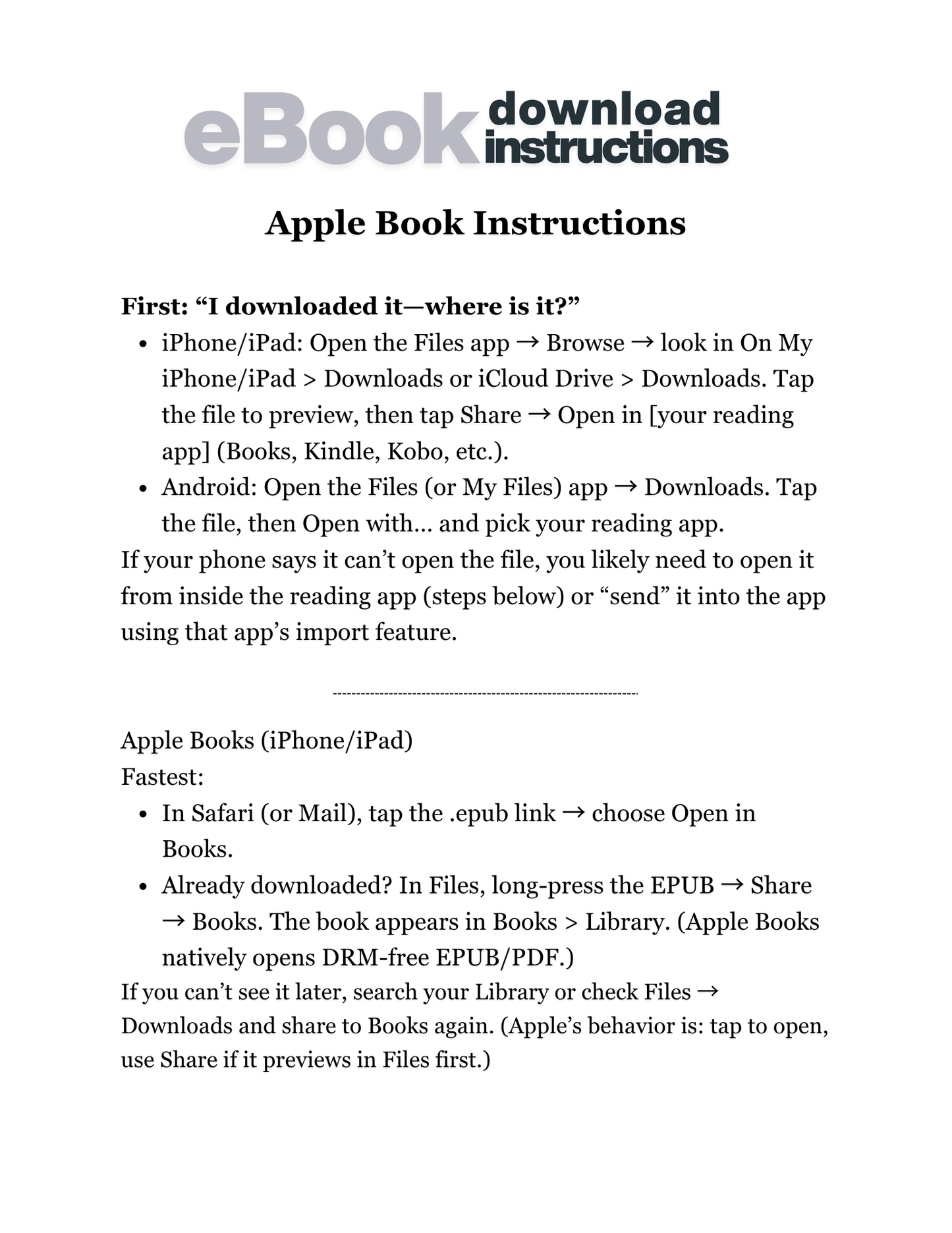 APPLE Download Instructions