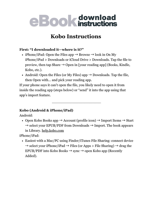 KOBO Download Instructions